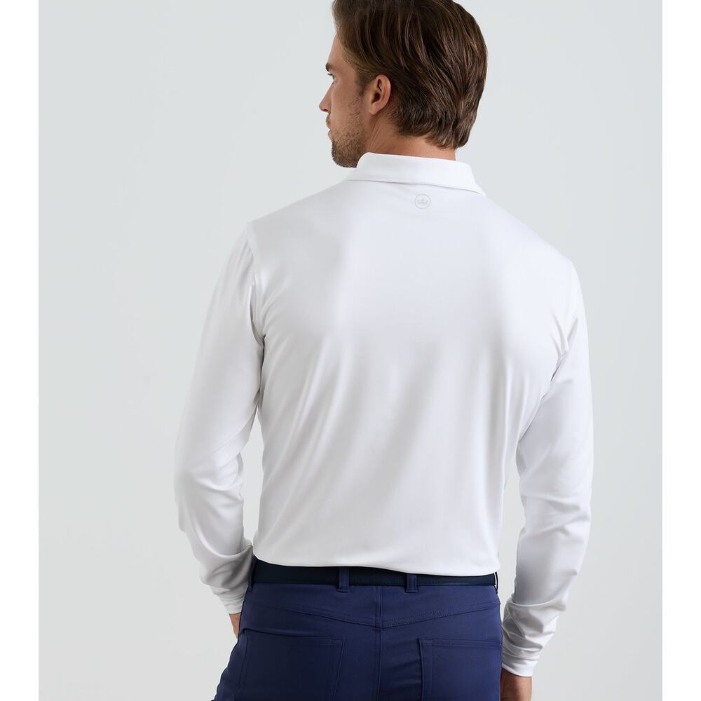 Peter Millar Pima Cotton Long Sleeve Polo White Medium - Picture 4 of 10